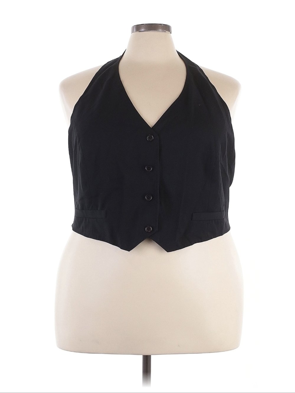 Black Halter Button-Front Vest